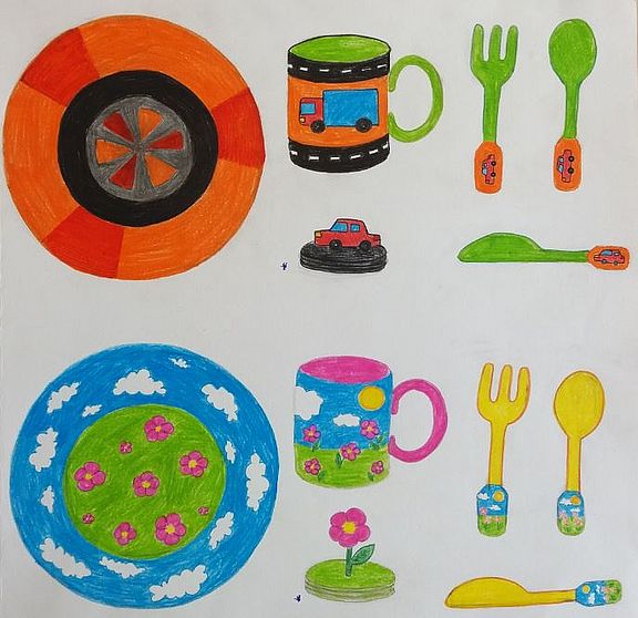 6: Kindergartengeschirr (Designentwurf), Jg. 9