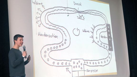 Malte Cordes (10e) beim Vortrag