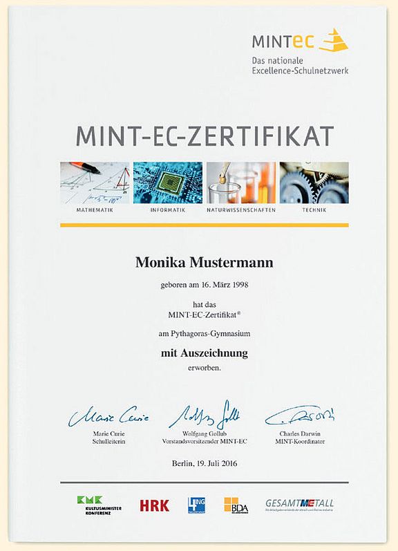 Muster eines MINT-Zertifikats