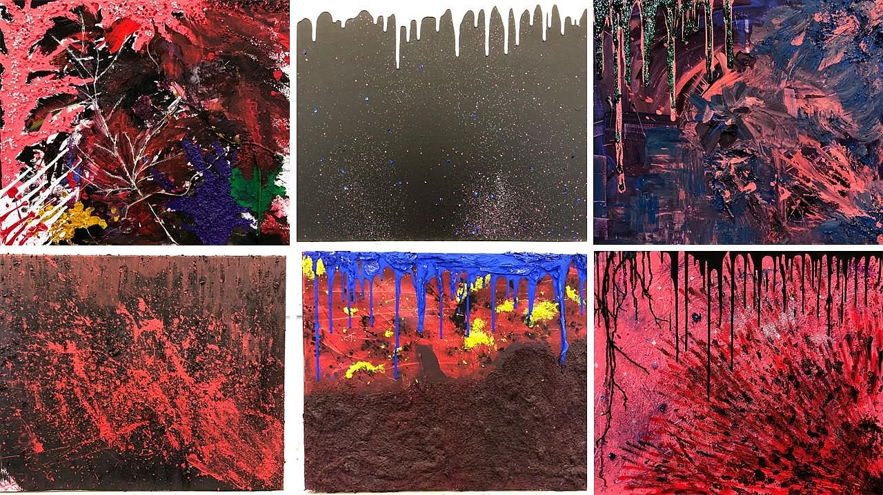 Ausstellung des Leistungskurses Kunst im Foyer vor der Aula: Gymnasium