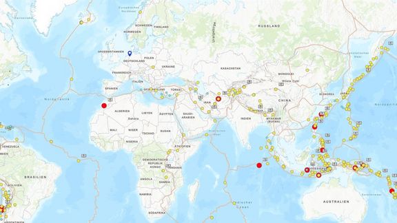 GymPap Erdbebenmonitor zeigt alle aktuell gemessenen Erdbeben