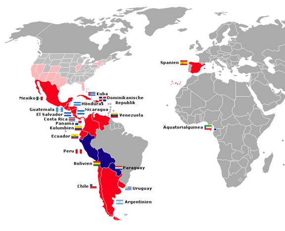 Karte der spanischsprachigen Welt